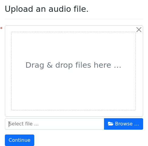 Screenshot of audio-upload example