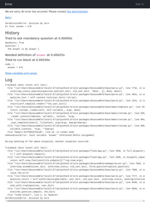 Screenshot of error-help example