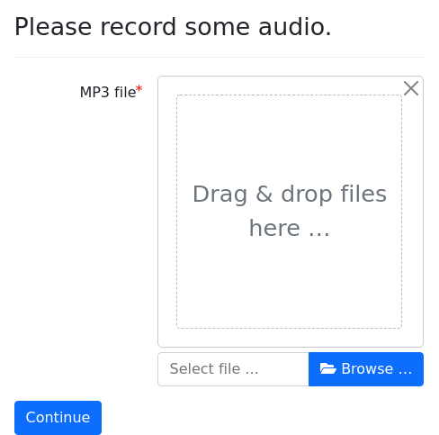 Screenshot of upload_audio example