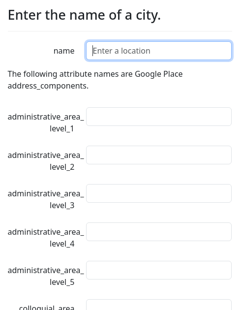 Screenshot of address-autocomplete-cities example