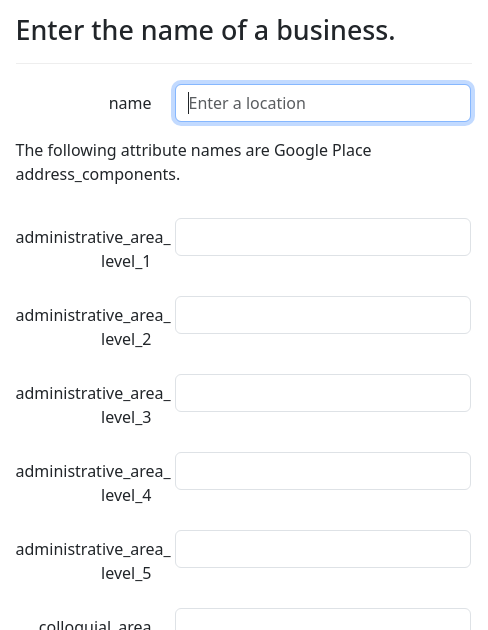 Screenshot of address-autocomplete-establishment example