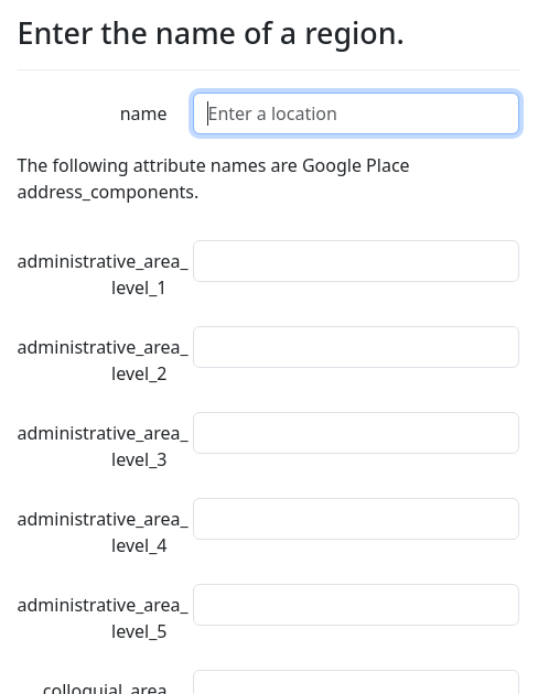 Screenshot of address-autocomplete-regions example