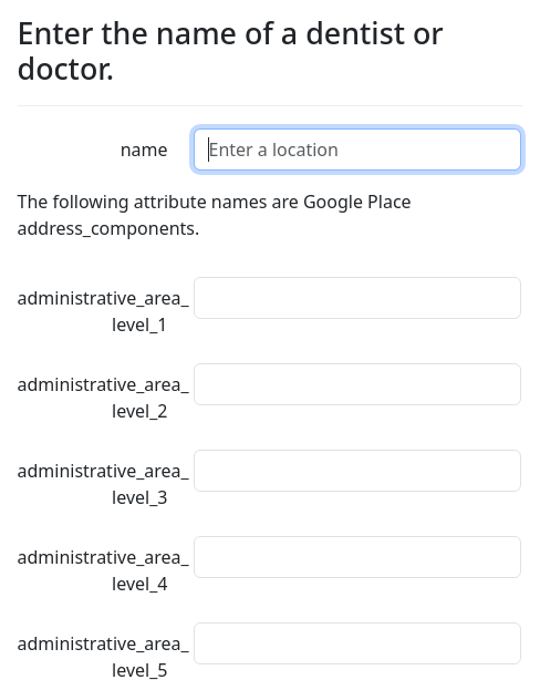 Screenshot of address-autocomplete-specific example