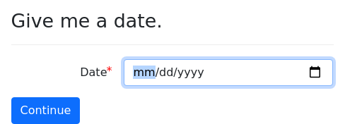 Screenshot of date-parts example
