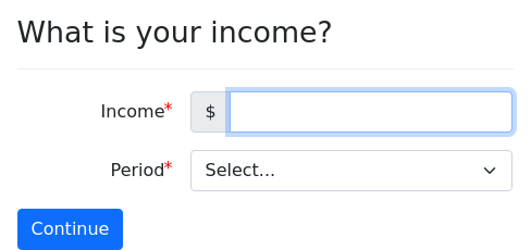 Screenshot of income example