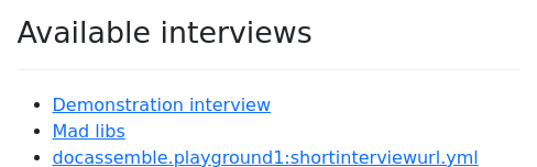 Screenshot of list-interview example