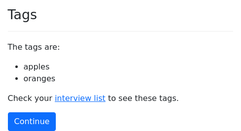 Screenshot of tags example